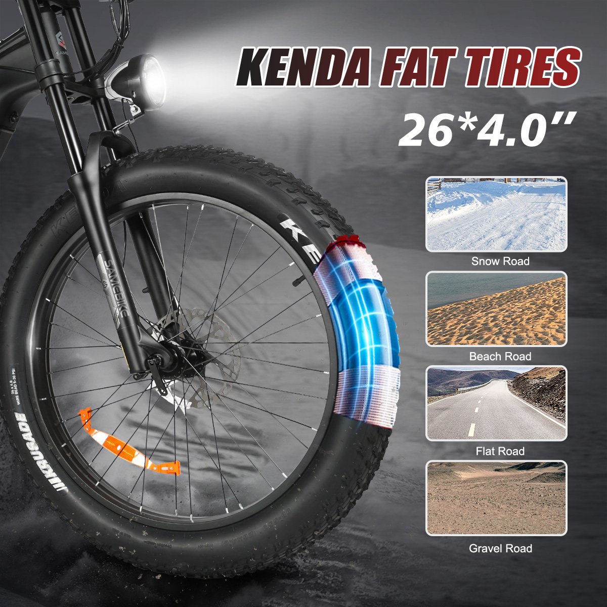 SAMEBIKE EU warehouse RS-A08-II fat tire 26x4.0 inch big wheel beach off road full suspension electric mountain bike