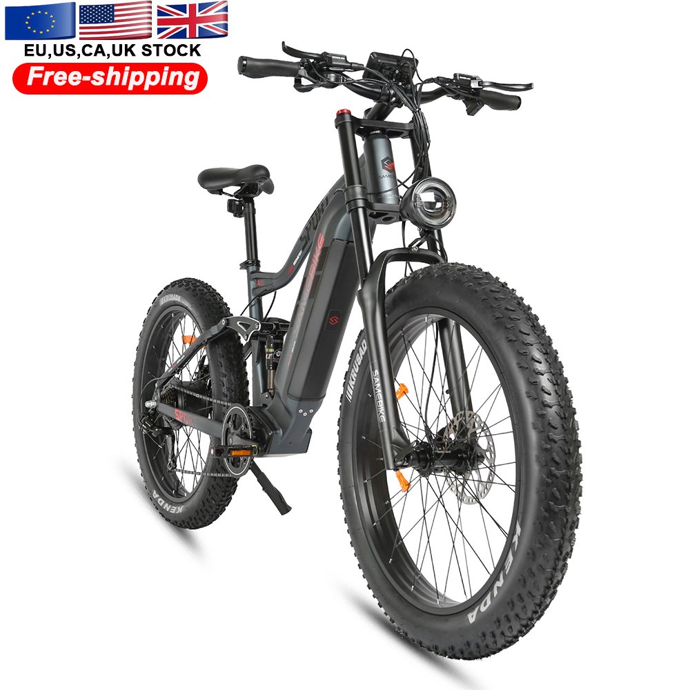 SAMEBIKE EU warehouse RS-A08-II fat tire 26x4.0 inch big wheel beach off road full suspension electric mountain bike