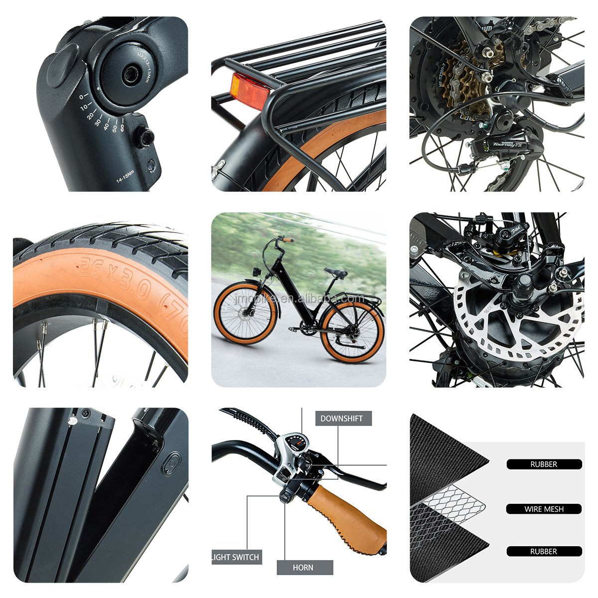750W 48V 26 inch Fat Tire 20AH Lithium Battery Disc Brake Electric City Bike All Terrain E-Bike