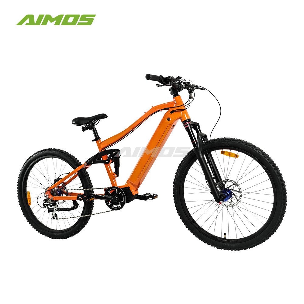 Aimos super hot 27.5 inch Road Electric Bike 48V 500W Mid Drive Motor Full suspension Electric City Bike