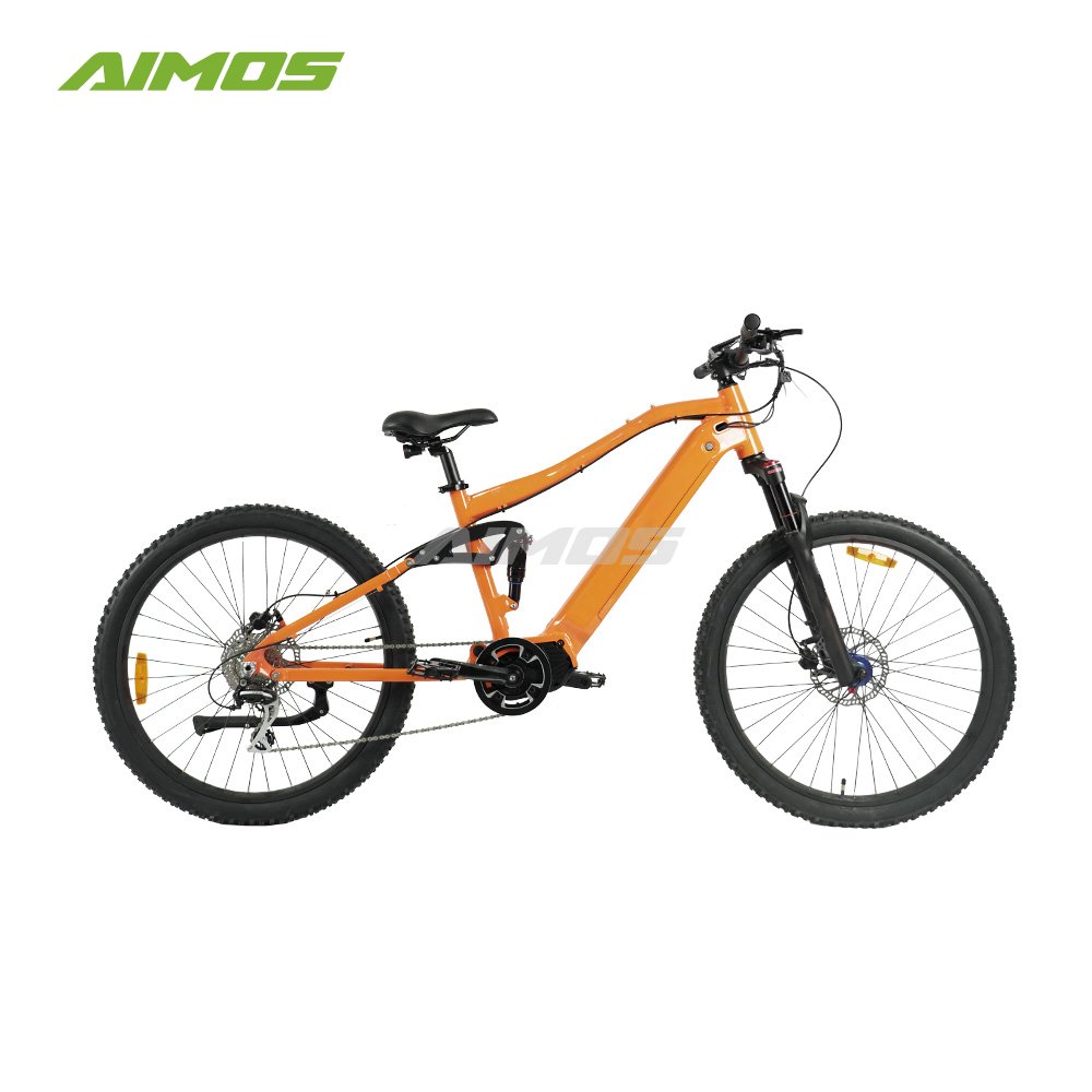 Aimos super hot 27.5 inch Road Electric Bike 48V 500W Mid Drive Motor Full suspension Electric City Bike