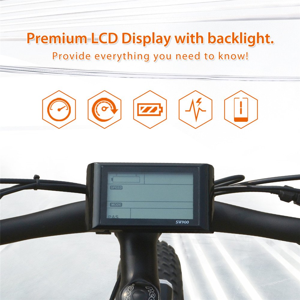 LCD Display 55km range 250W 750W 36V 48V 7 Speed Derailleur mountain electric bicycle fat tire e bike with big capacity battery