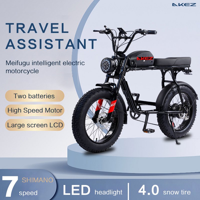 AKEZ 1000w 750w Electric Bicycle Mountain Ebike Removable Lithium Battery 48v 13ah 4.0 Fat Tire Ebike Beach Cruiser Bike