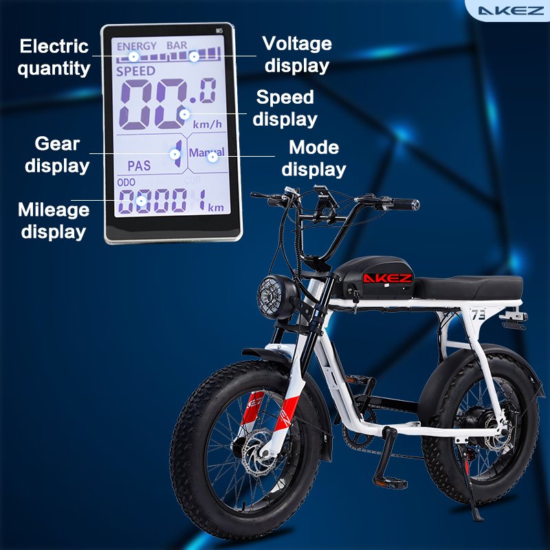 AKEZ 1000w 750w Electric Bicycle Mountain Ebike Removable Lithium Battery 48v 13ah 4.0 Fat Tire Ebike Beach Cruiser Bike