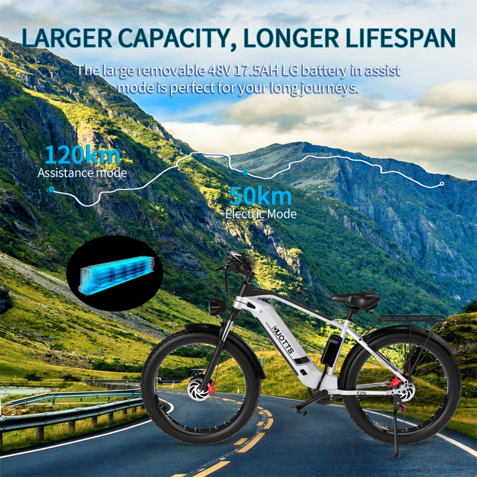 DUOTTS F26 Electric Bike for Adults 48V 17.5AH Battery 750W*2 Dual Motors Men's Mountain Bike 26*4.0 Fat Tires Electric Bicycle