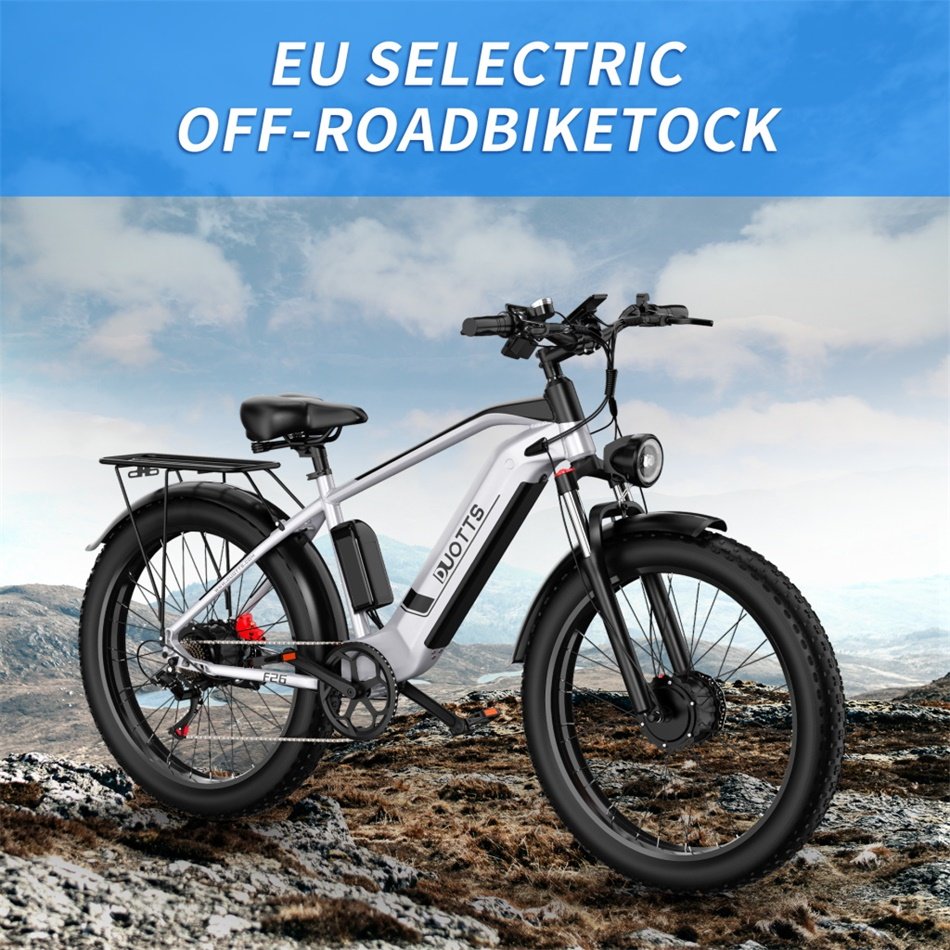 DUOTTS F26 Electric Bike for Adults 48V 17.5AH Battery 750W*2 Dual Motors Men's Mountain Bike 26*4.0 Fat Tires Electric Bicycle