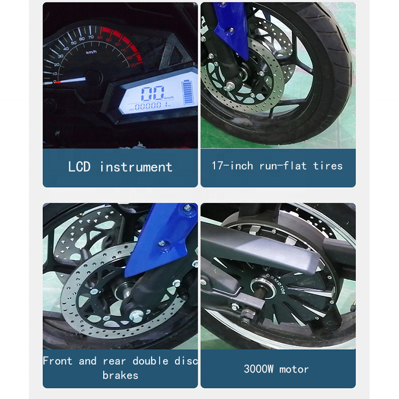 Little Ninja Electric Motorcycle 72V High Power Adult High Speed Sports Car 3000W Lithium Battery Electric Bicycle
