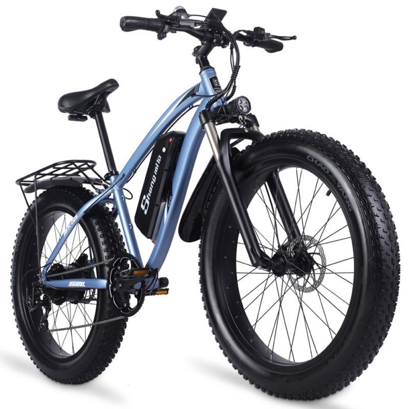 26-Inch Aluminum Alloy Electric Mountain Bicycle with Full Suspension 20*4.0 Fat Tire 1000W Hub Motor Ebike with Lithium Battery