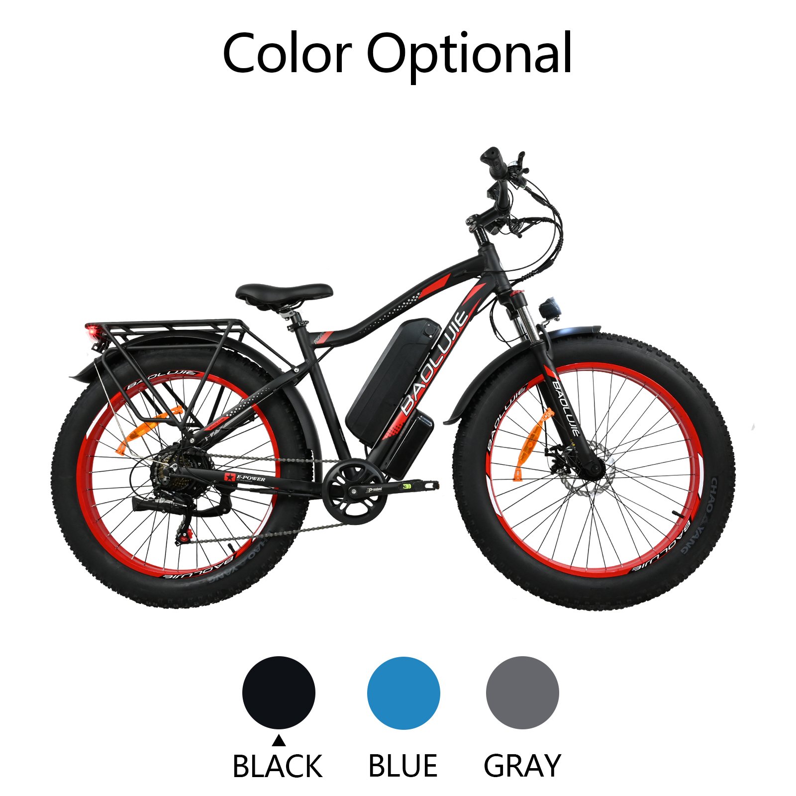 Baolujie Hot Sale Electric Mountain Bike 26''*4 Fat Tire 48V750w Display Lcd Aluminum Alloy Ebike for Adult