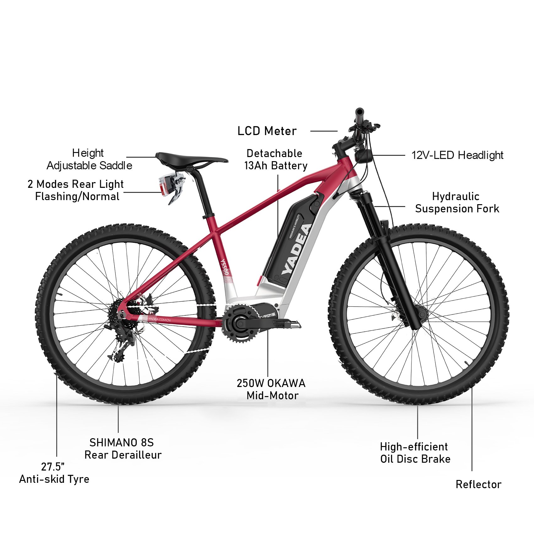 EU Yadea YS500 250W Fast Delivery Vintage Mid Motor Drive High Range Ebike Electr Bicycle Bicicleta Electrica Electric City Bike