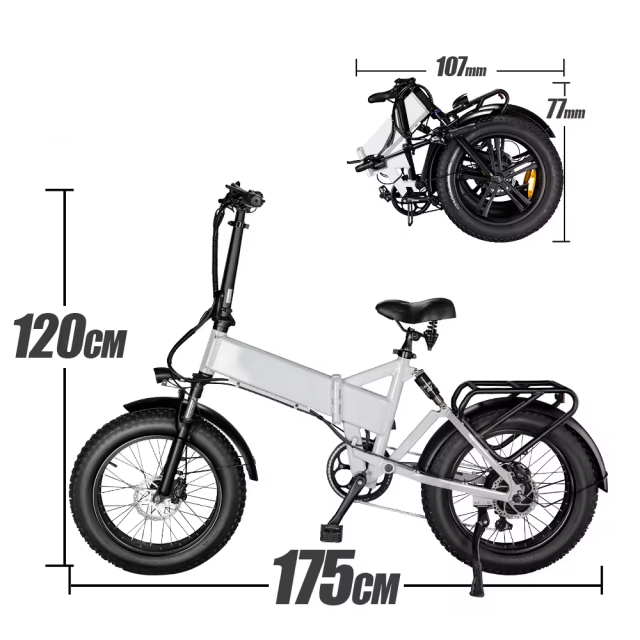 China warehouse 48V 500W 15AH Foldable Bicycle E-Bike ebike 20 Inch Fat Tire electric folding fat bike e bicycle