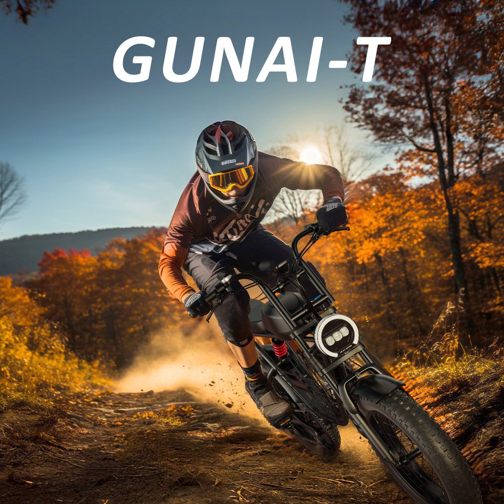 EU Warehouse GUNAI T Fat Tire Electric Bikes 1000W 48V 21AH Electric Mountain Bike All Terrain 60KM/H Electric Bike For Adults