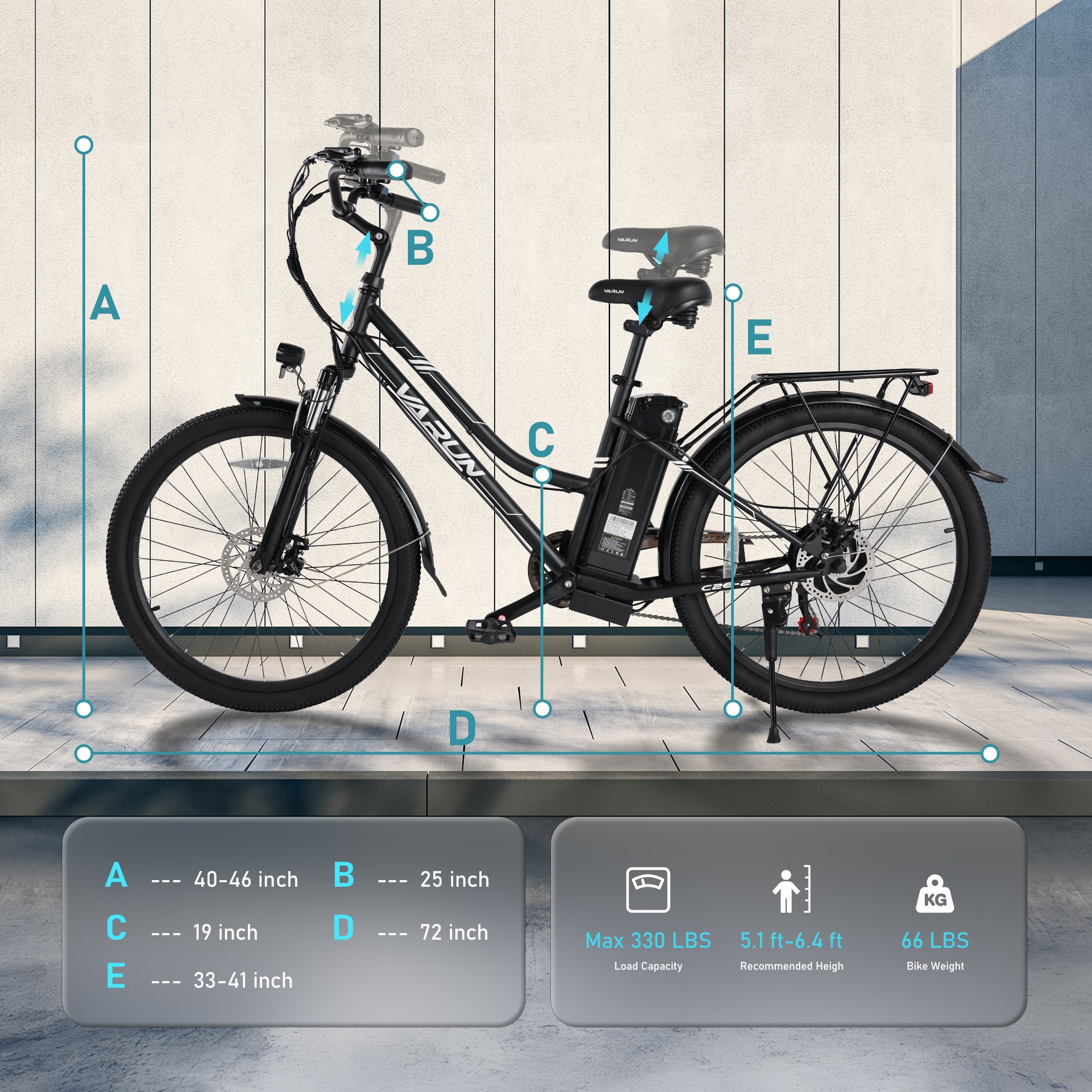 Electric City Bike Lightweight High Carbon Steel Ebike 48V 7.8AH 500W 750W Battery Cycle Two Seater Bicycle With Throttle