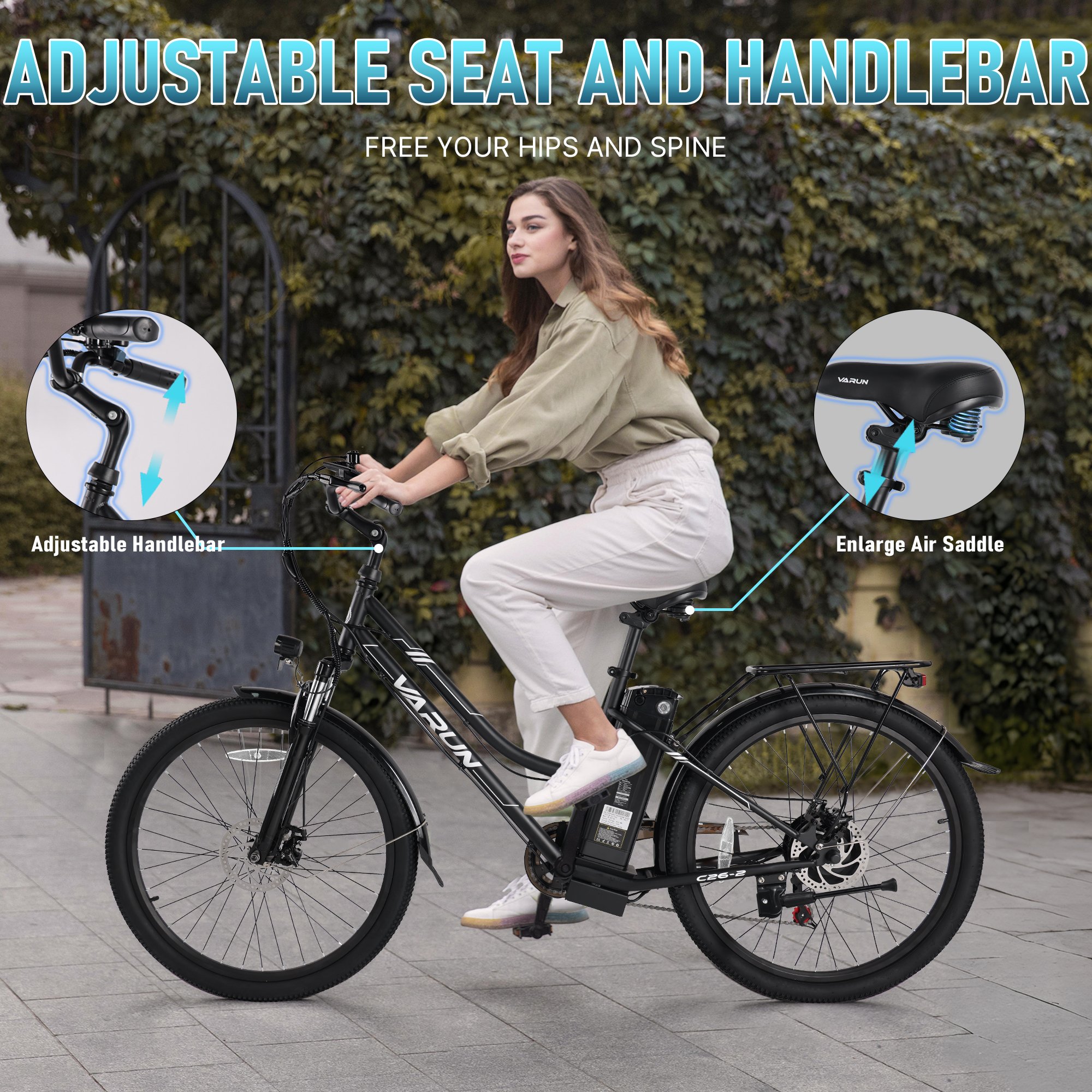Electric City Bike Lightweight High Carbon Steel Ebike 48V 7.8AH 500W 750W Battery Cycle Two Seater Bicycle With Throttle
