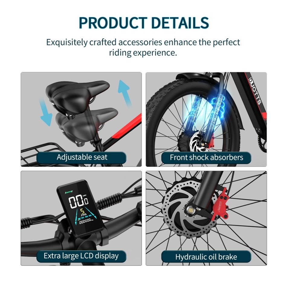 EU Warehou Dual Motor Electric Bike Ebike 48V 20AH 750W*2 Lithium Battery Rear Hub Motor Aluminum Alloy 7 Speed Ebike 26&quot;