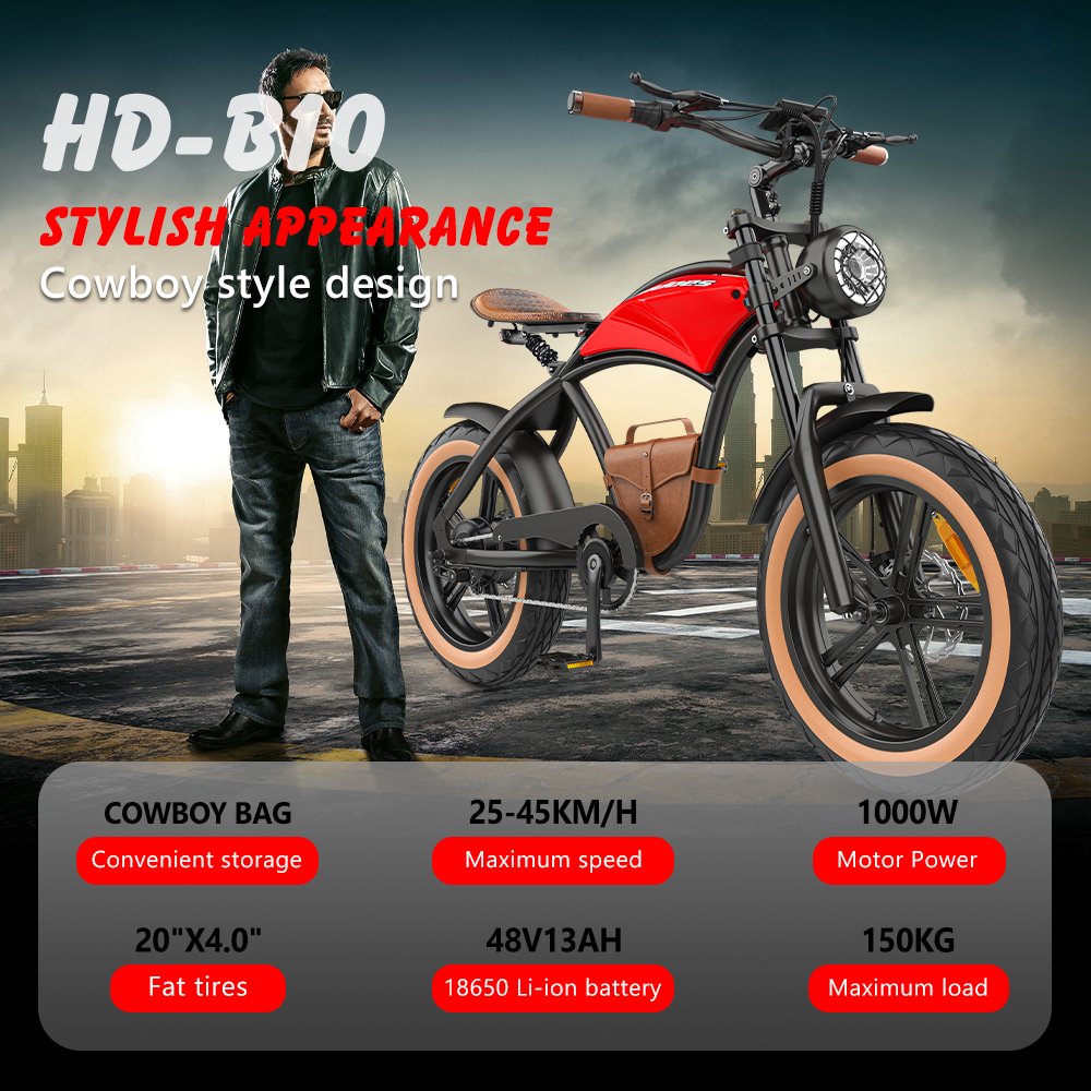 Electric Mountain Bike Hidoes B10 48V 1000W Motor 12.5ah Battery Long Range Fat Tire e bike Electric Bicycle e City Ebike