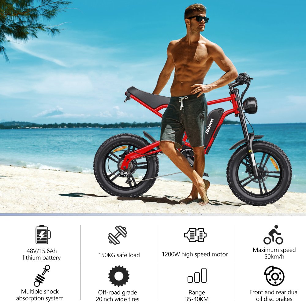 Factory Direct Sale Hidoes B6 20 Inch Fat Tire E-bike 7-speed Full Suspension Frame Electric Mountain Bike