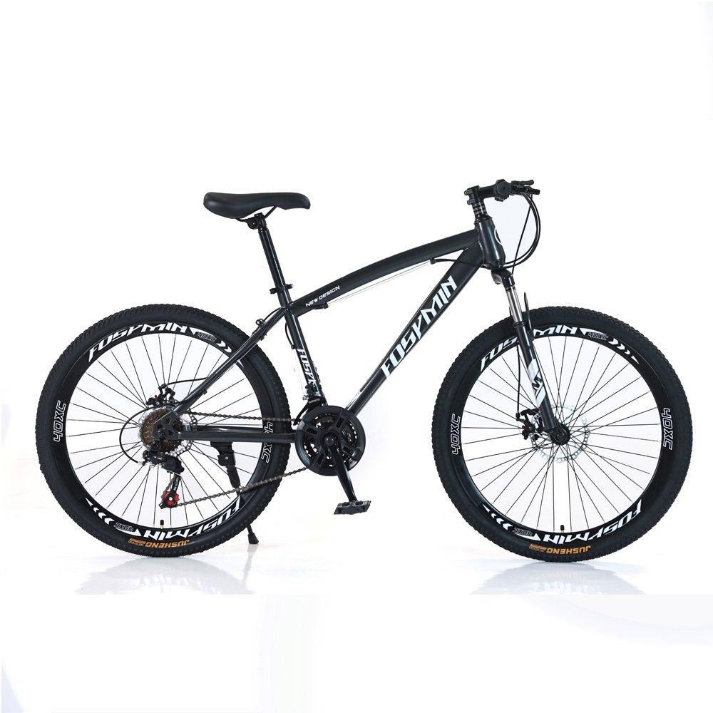 Black High 3 Spoke Wheels 21 24 27 Speed 26" High Carbon Steel Frame Mountain Bicycle with Suspension Fork Carbon Mountain Bike