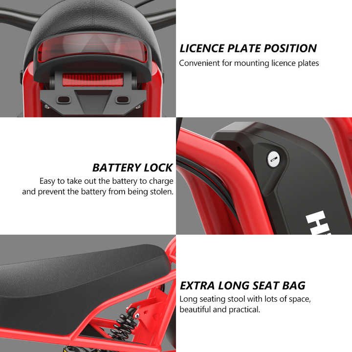Fat Tire Moped Electric Bike E-Scooter with 1200W Motor Max Speed 50km/h 15.6AH Electric Mountain Bike