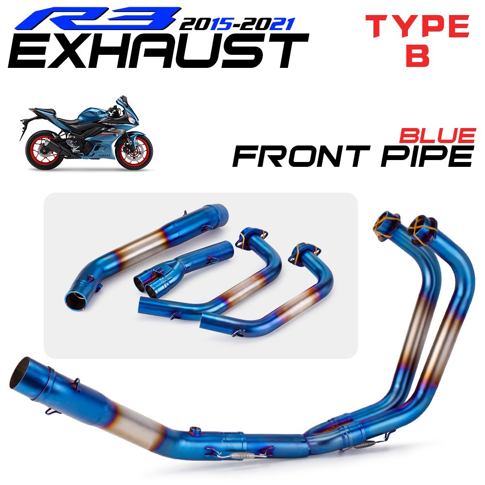 Performance stainless steel sportbike exhaust pipe for YZF R3/R25/MT03 moto exhaust escape blue exhaust pipe 2015-2021