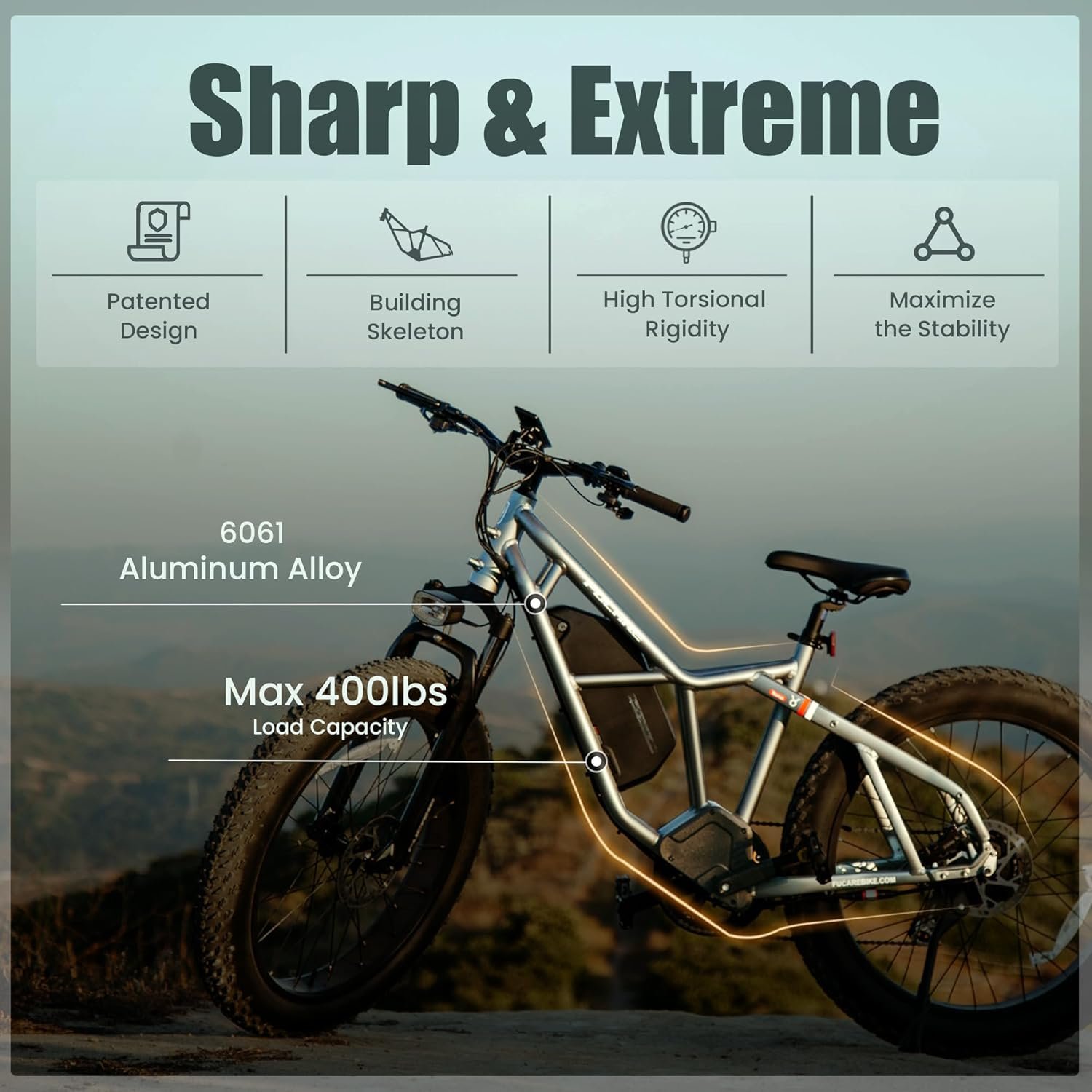 Fucare Taurus Max 1200W 48V 25AH Battery 32MPH 100 Miles 26" Fatbike 4.5A Fast Charger, 8 Speed, Hydraulic Brake E bike