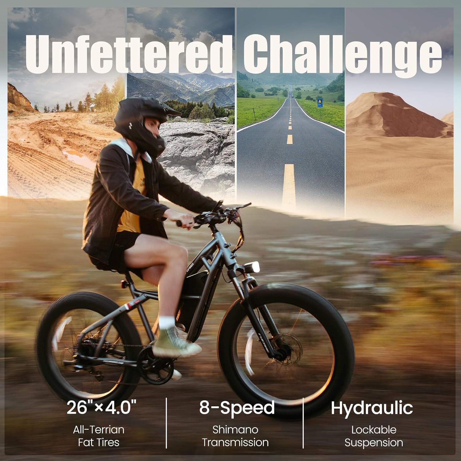Fucare Taurus Max 1200W 48V 25AH Battery 32MPH 100 Miles 26" Fatbike 4.5A Fast Charger, 8 Speed, Hydraulic Brake E bike
