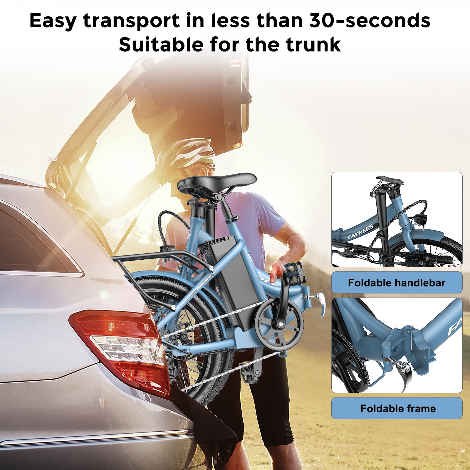 Eu Warehouse FafreesF20 light 250W folding bike 36V 14.5Ah light weight electric city bike