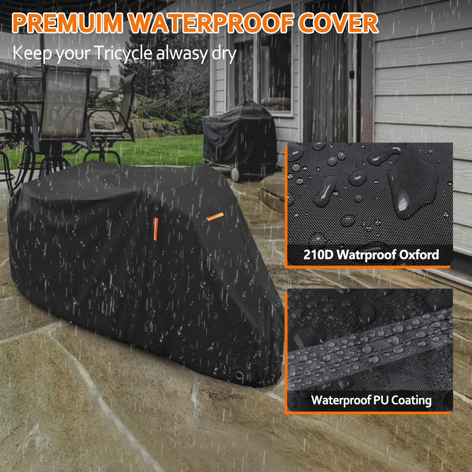 Outdoor Dustproof Waterproof Windproof Adult Tricycle Covers Bicycle Cover Recumbent Trike Cover