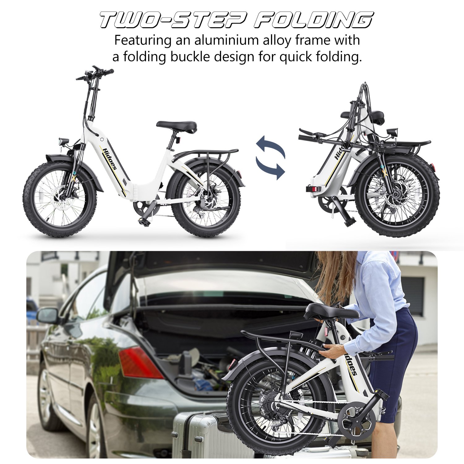 Hidoes BF1 13ah 750w Rear Motor Electric Bike 20"x4 Fat Tire Ebike Fast speed Electric Mountain Bike bicycle UK US Stock