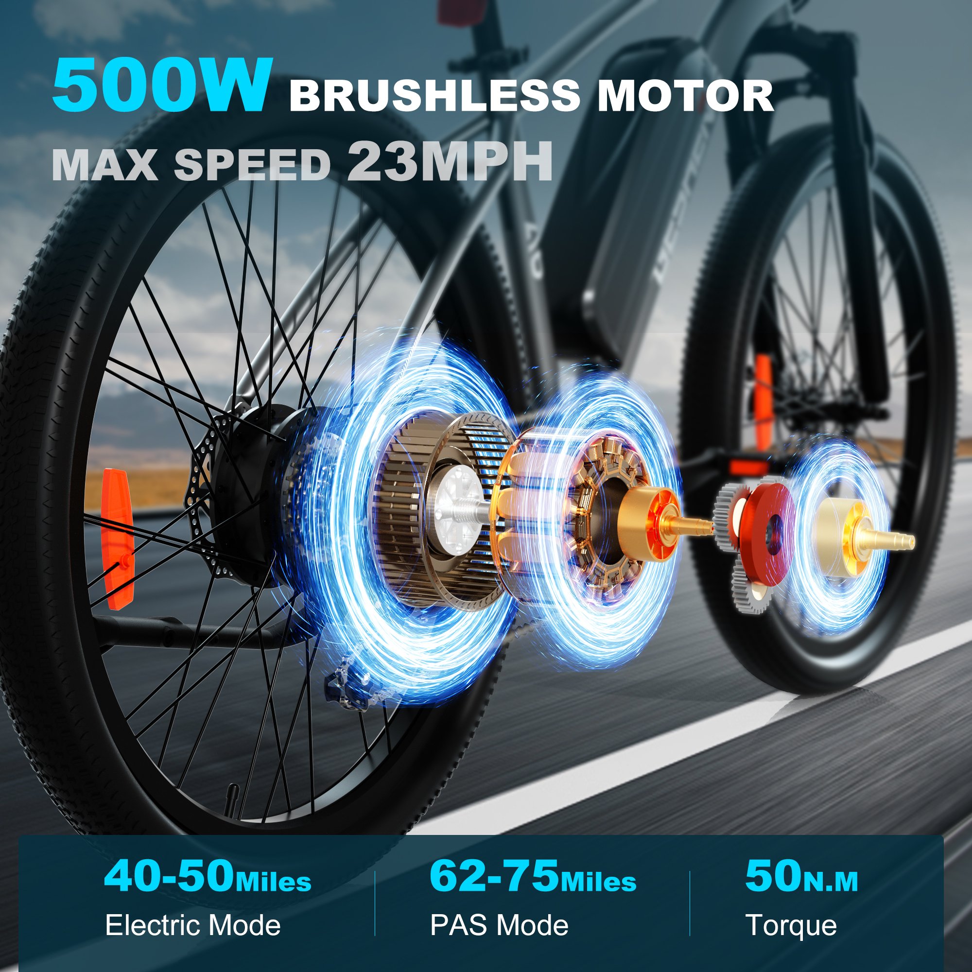 GESHENG A6 electric mountain bicycle 27.5 inch 500W 48V 15ah Ebike with 7 speed Derailleur emtb Bike
