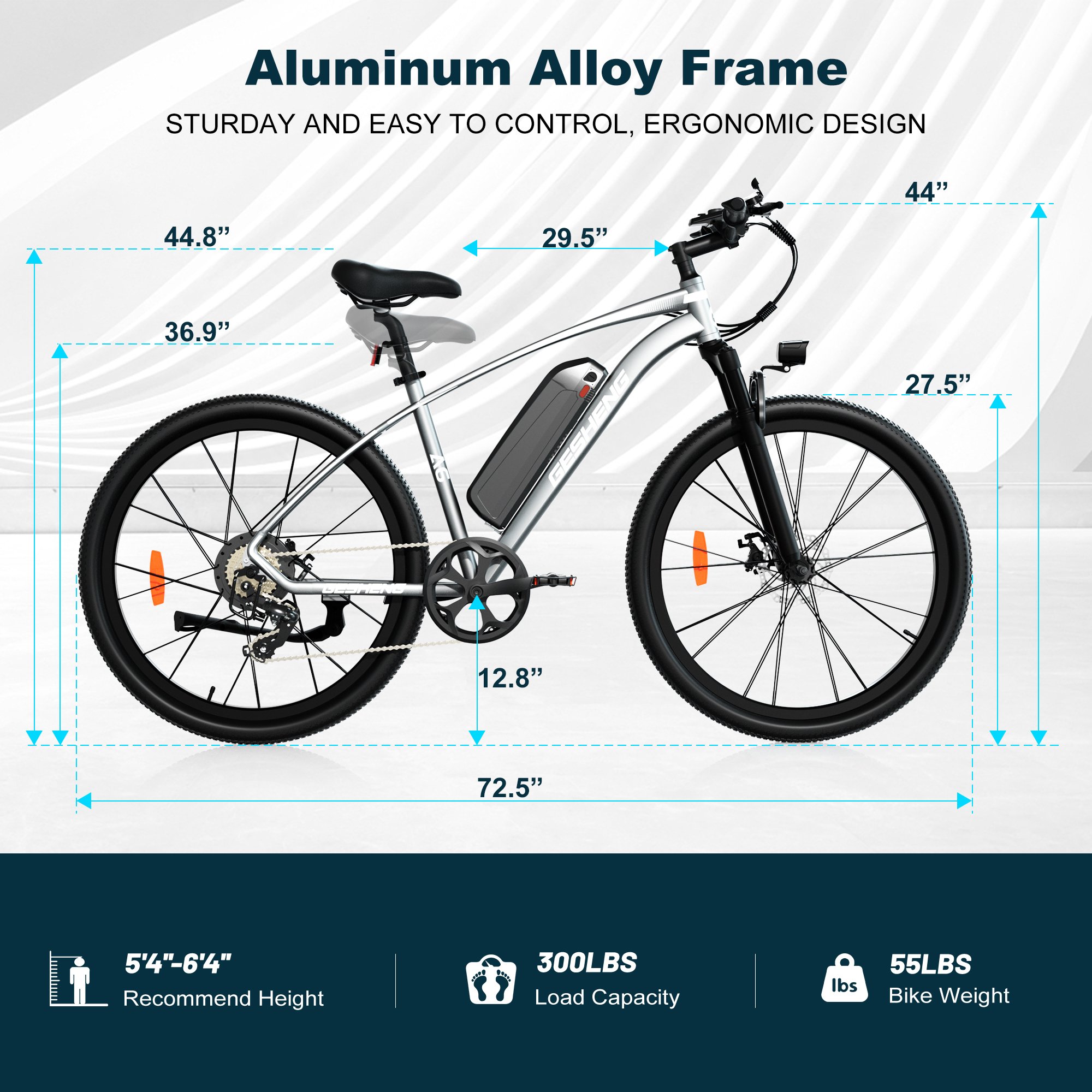 GESHENG A6 electric mountain bicycle 27.5 inch 500W 48V 15ah Ebike with 7 speed Derailleur emtb Bike
