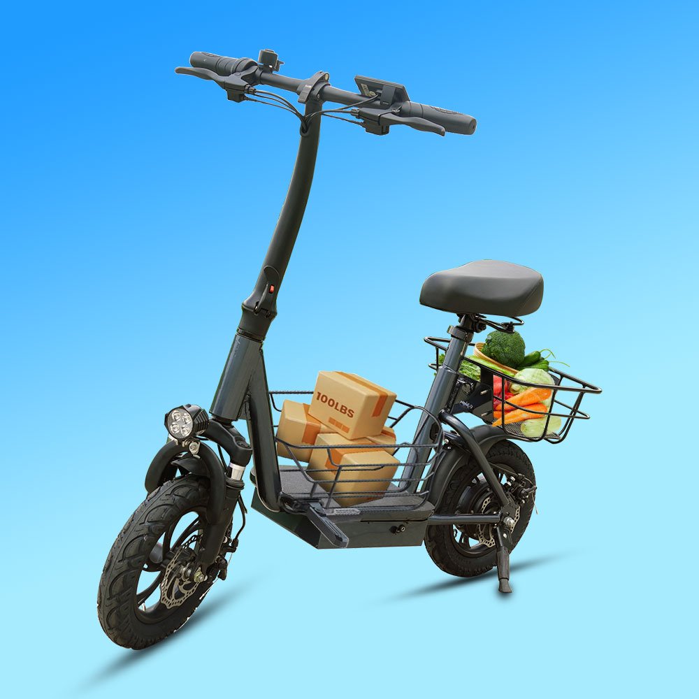 12 inch basket cagro scooter eléctrico de 500w adult kick folding fast delivery electric bike scooters with seat