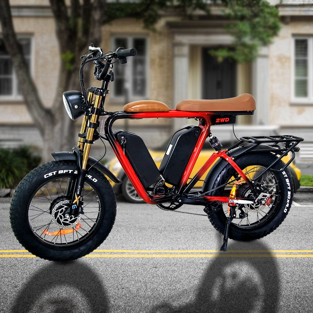 80km long range electric red bike 7-speed electric mountain bike at bike electric 48V 22AH 1000W single motor electric bicycle