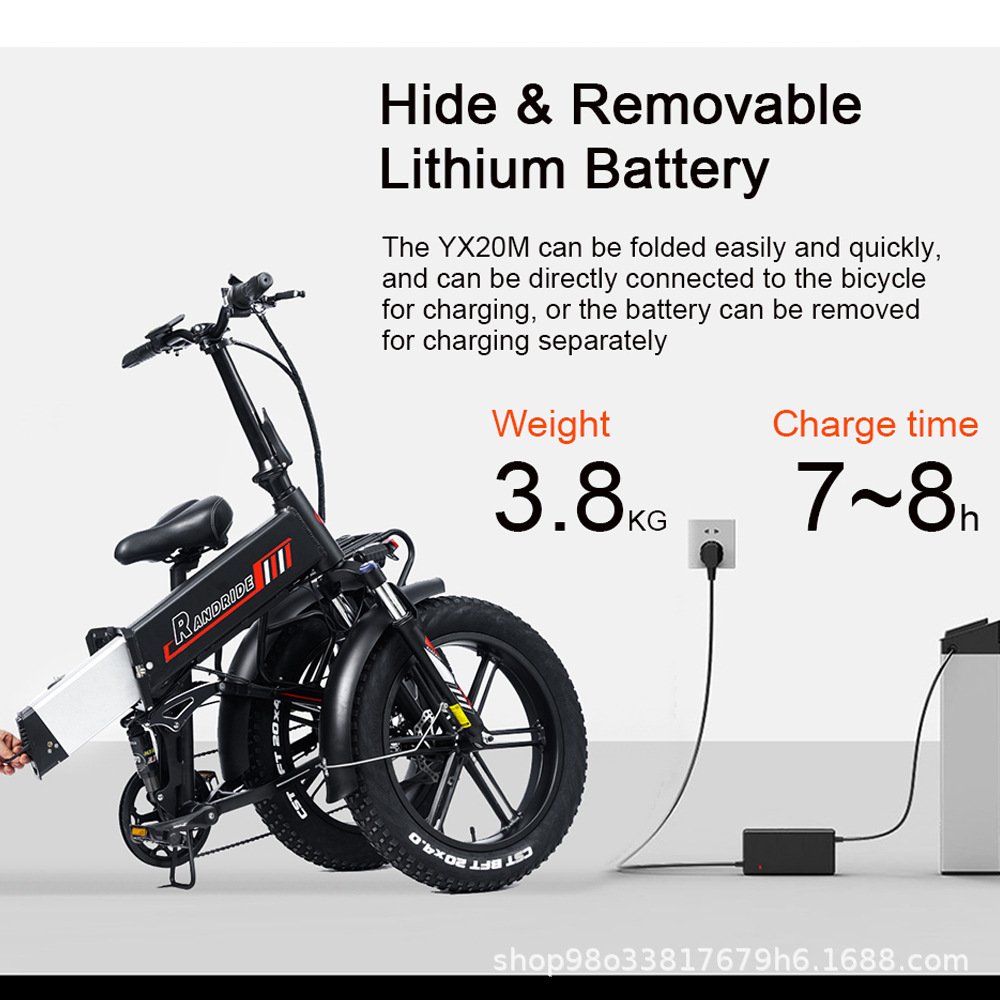 Foldable E Bike 20x4.0" Fat Tire Electric Bicycle Bicicletas Electric 48v 17ah Long Range Fatbike