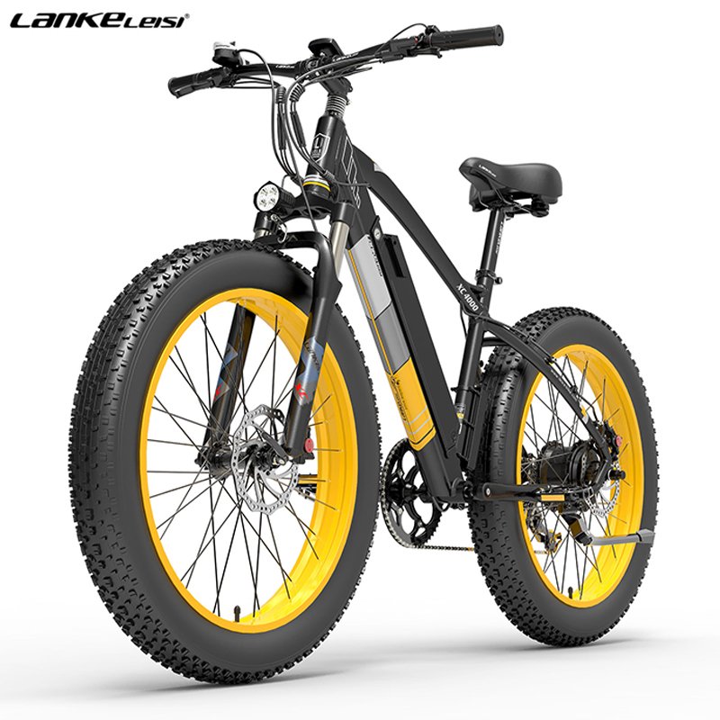 LANKELEISI XC4000 26 inch electric mountain bike fat tire electric bicycle 48v15ah lithium battery 1000W snow bike