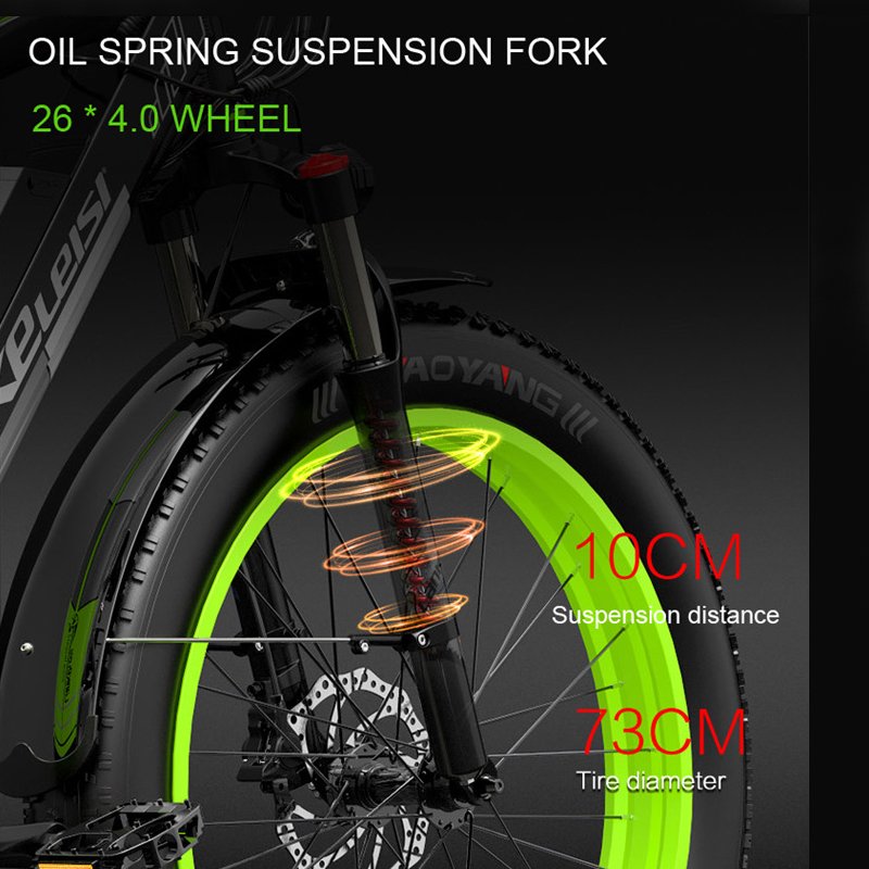 LANKELEISI XC4000 26 inch electric mountain bike fat tire electric bicycle 48v15ah lithium battery 1000W snow bike