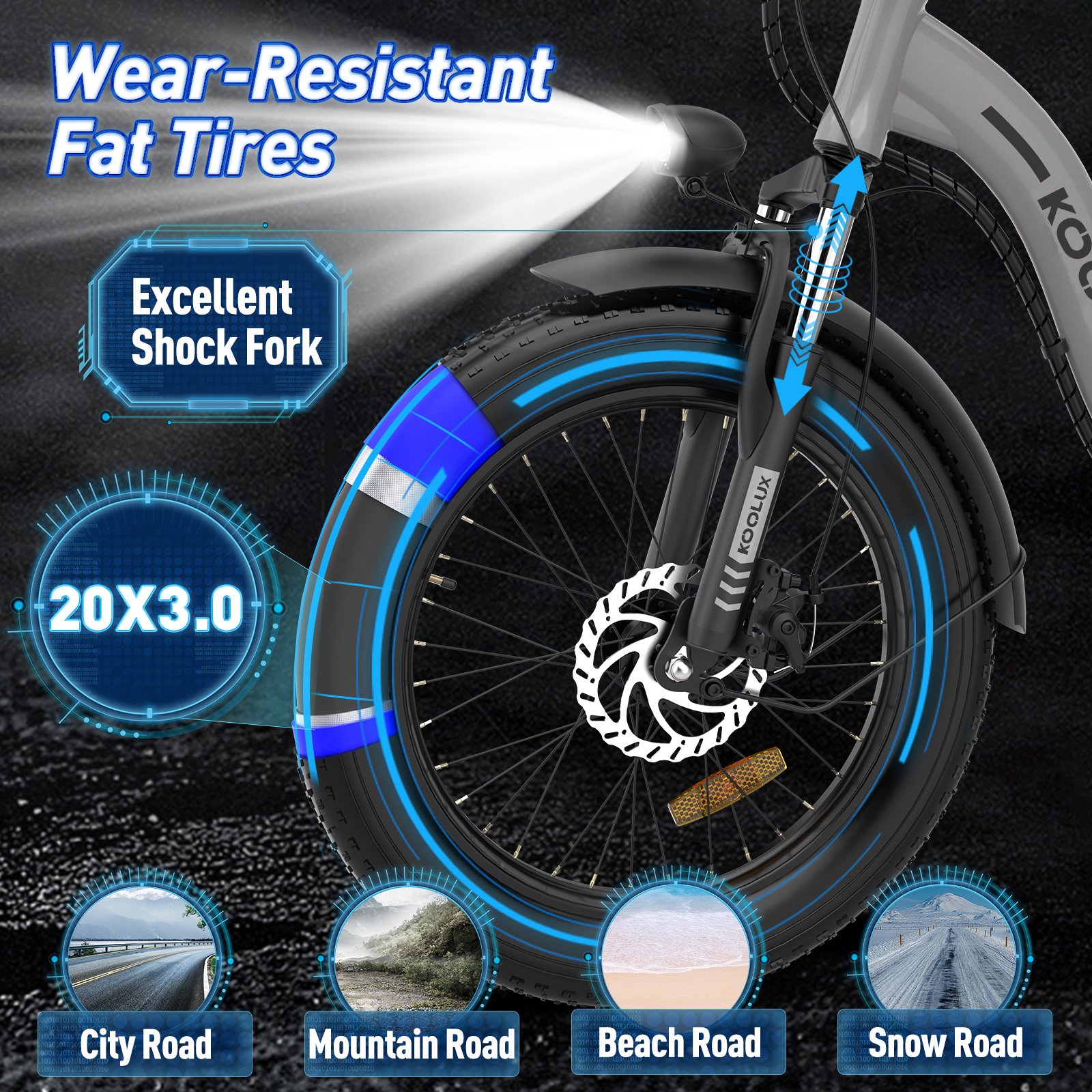 KOOLUX Fat Tire City Folding Off Rode E bike Aluminum Alloy US Warehouse Urban Wholesale 20Inch 750W 48V 14Ah Electric bicycle