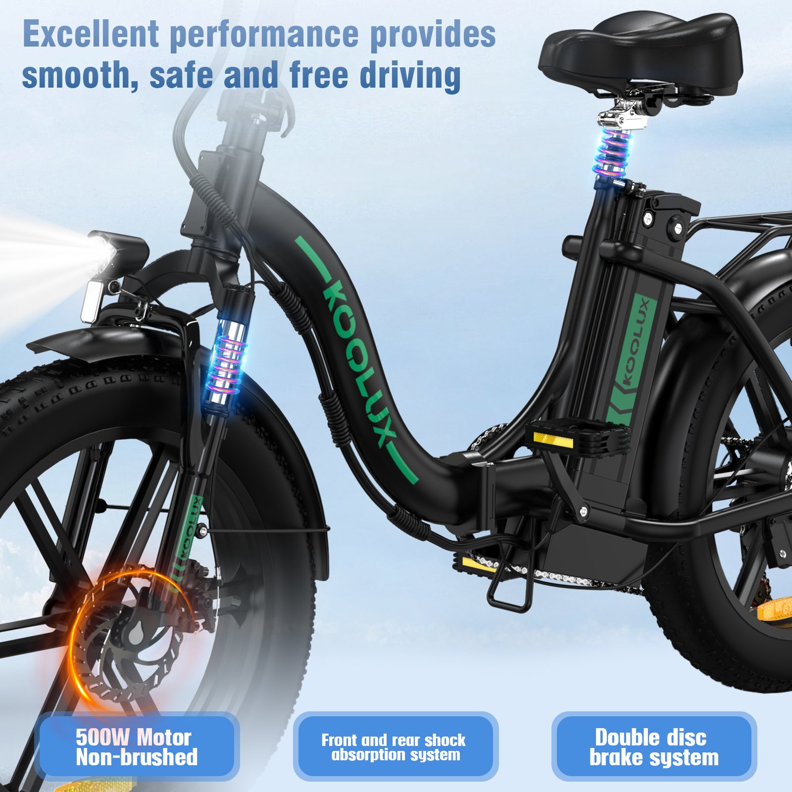EU Warehouse BK6S Fat tire E bike 48V 500W Adult Electric Bicycle LCD Display Leisure Riding Commuting 20" Folding E Bike