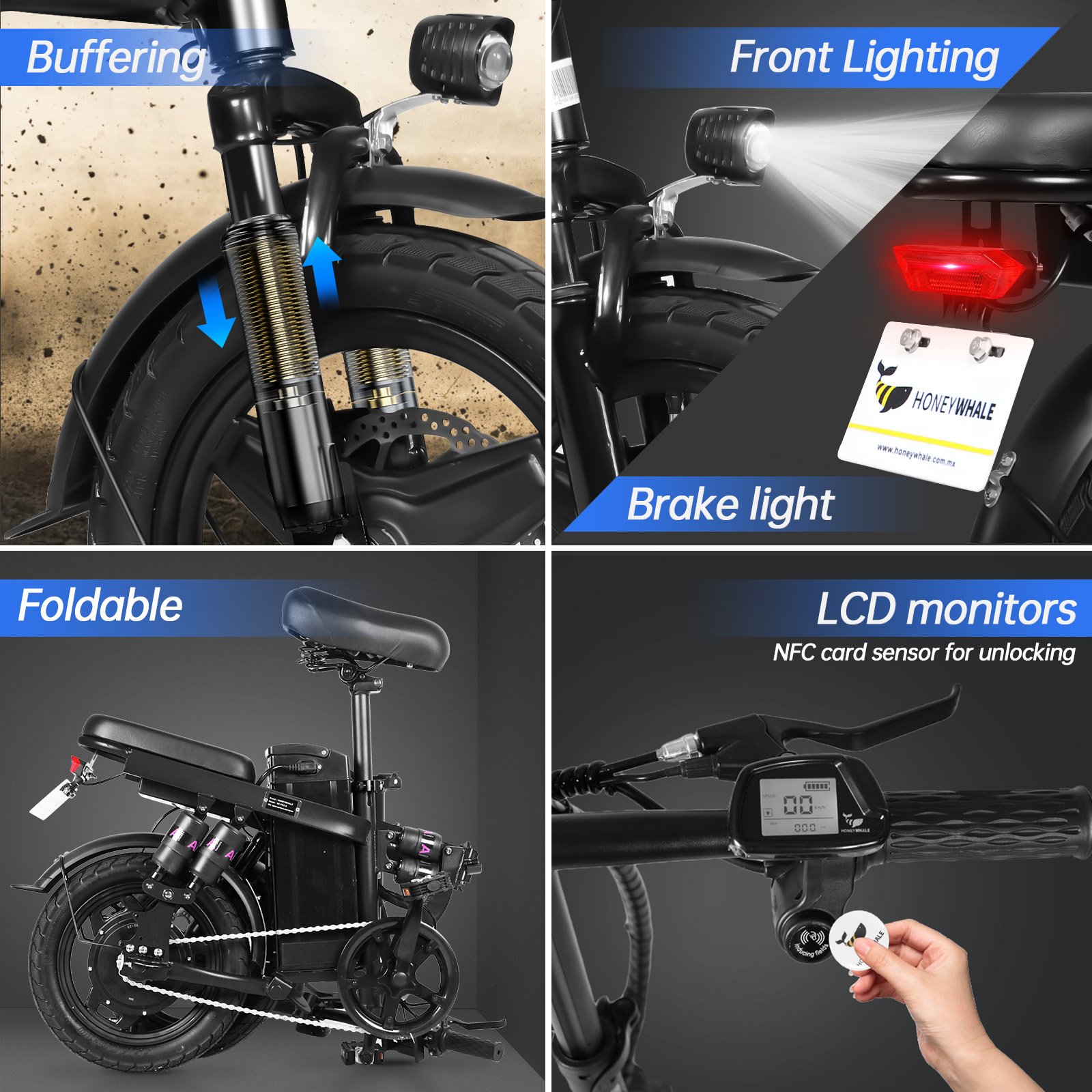 Honeywhale S6 pro adults electric bicycle 16 Wheel Size Electric Folding Bike Cargo Bike fatbike 36V 48V ebike from Europe
