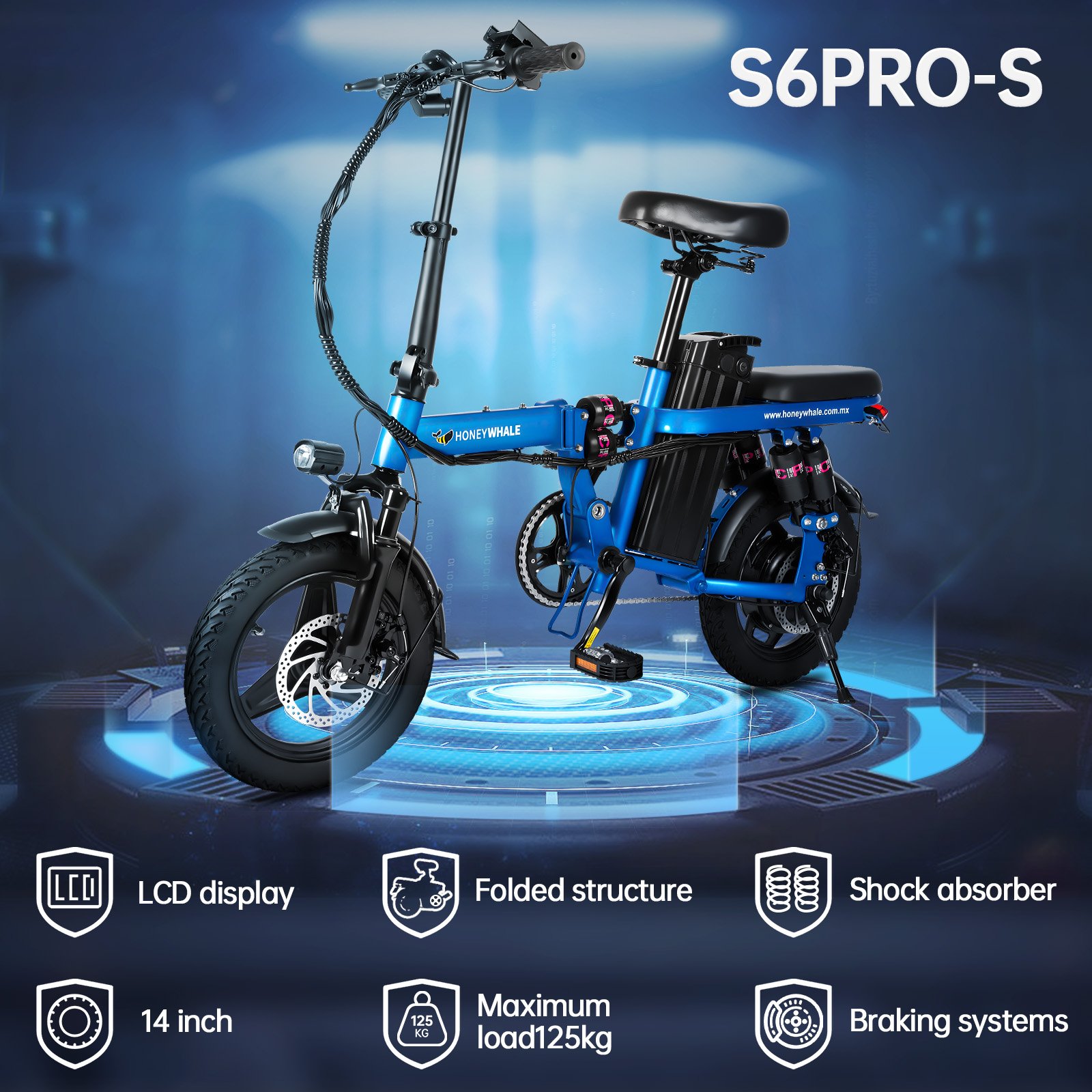 Honeywhale S6 pro adults electric bicycle 16 Wheel Size Electric Folding Bike Cargo Bike fatbike 36V 48V ebike from Europe