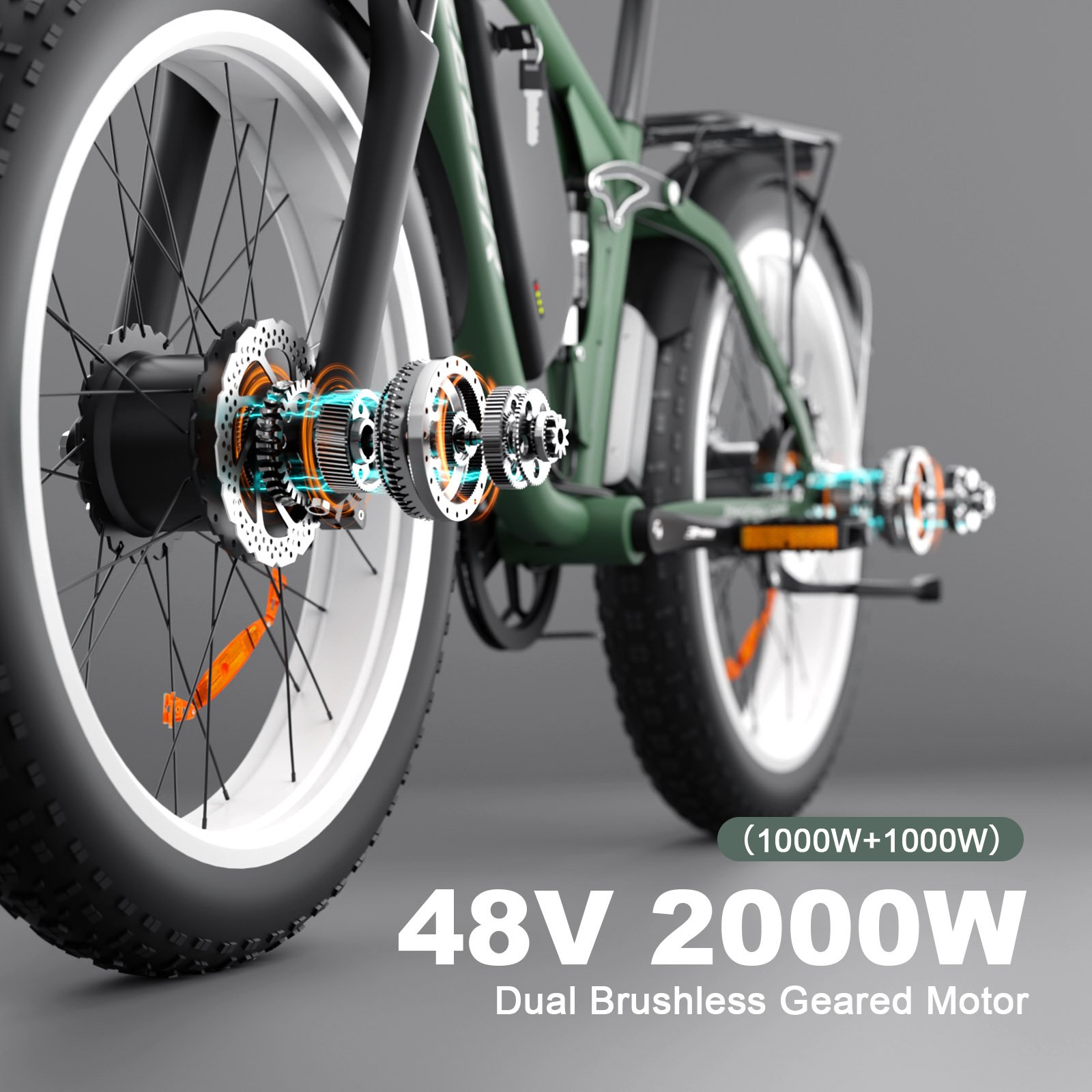 48v 26'' e bike dual motor 48v 2000w electric bicycle Off Road E Bike Fat Tire long range electric mountain bike full suspension