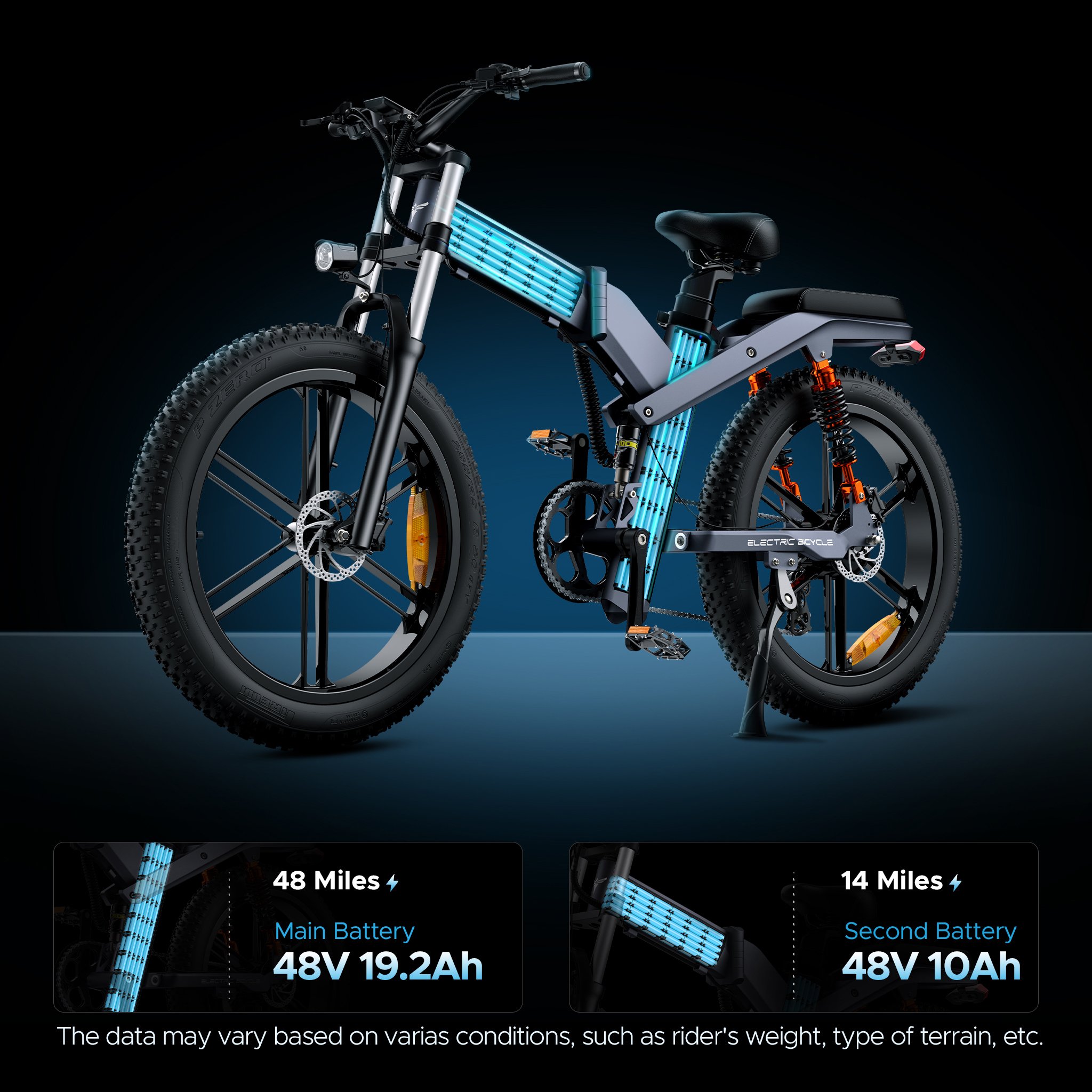 EU Warehouse Dropshipping ENGWE X26 Electric City Mountain Bike 1000W Power Battery 26in Fat Tyre Folding Electric Bicycle