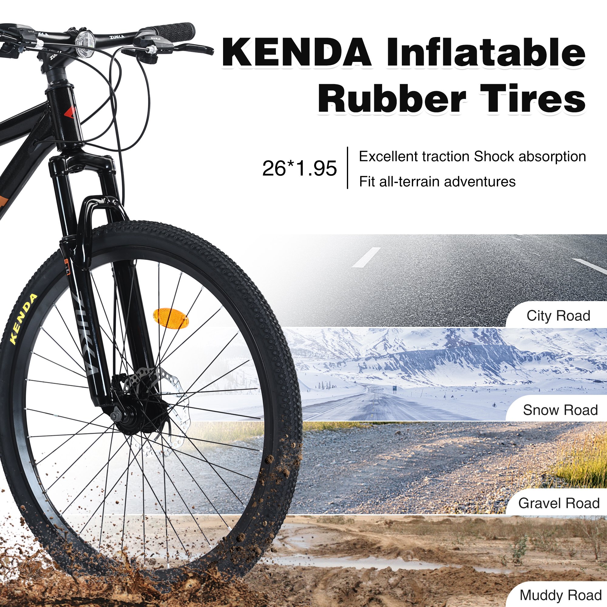 ZUKKA 26 inch Mountain Bike Bicycle With Steel Frame and Disc Brake 24 Speed Mountain Bike