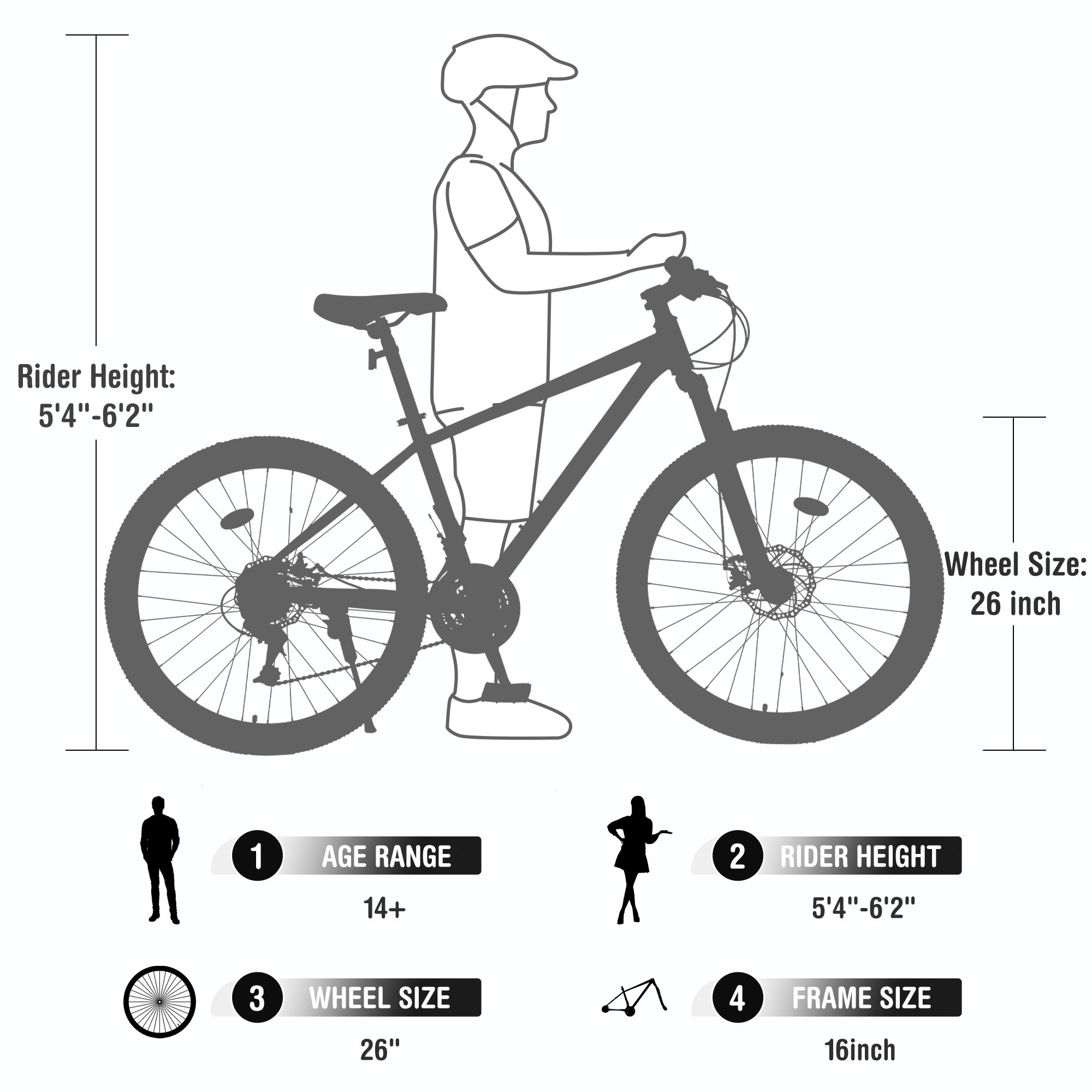 ZUKKA 26 inch Mountain Bike Bicycle With Steel Frame and Disc Brake 24 Speed Mountain Bike