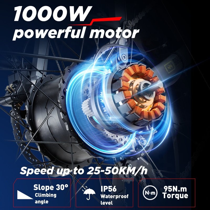 EU warehouse Free shipment Electric Bike Fat Tire BURCHDA RX80 1000W48V20Ah burchada mountain bike Shimano 7 Speed Dual-Shock