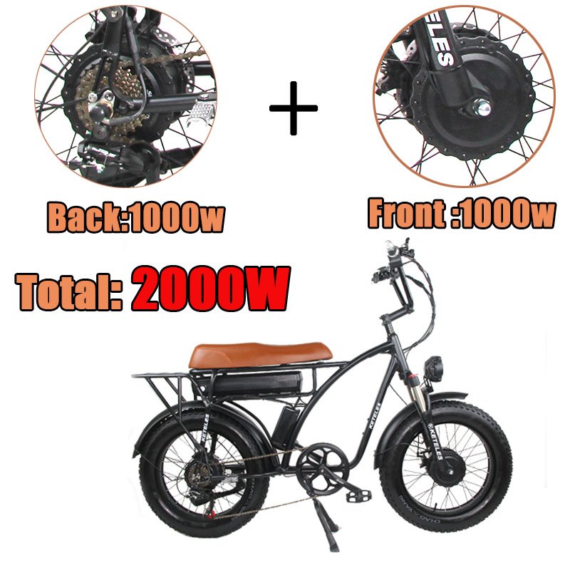 urban Dual motor 2000W Step Through powerful electric hunting gravel dirty bike offroad 20 inch 48V 15Ah electric bicycle