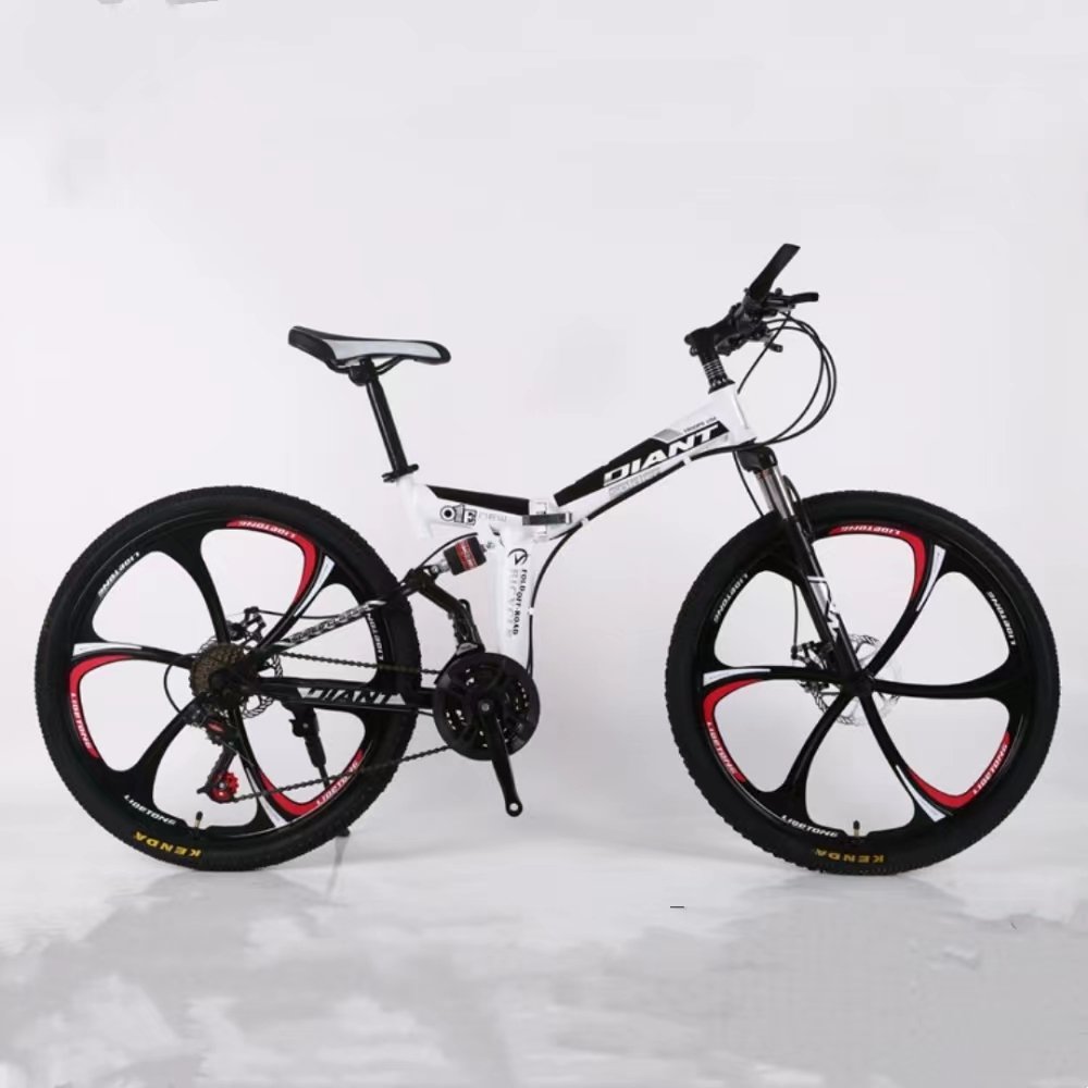 26 Inch Folding Shock-absorbing Mountain Bike For Adult Four Colors White/Blue/Red/Yellow