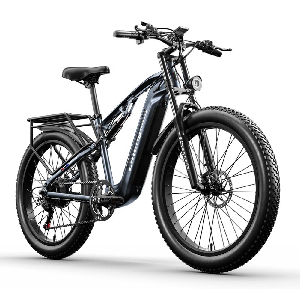 Full Suspension Ebike 48V 500W Bafang Peak 1000W Powerful Ebike 26*3.0 Fat Tire 48V 17.5Ah Electric Mountain Bike