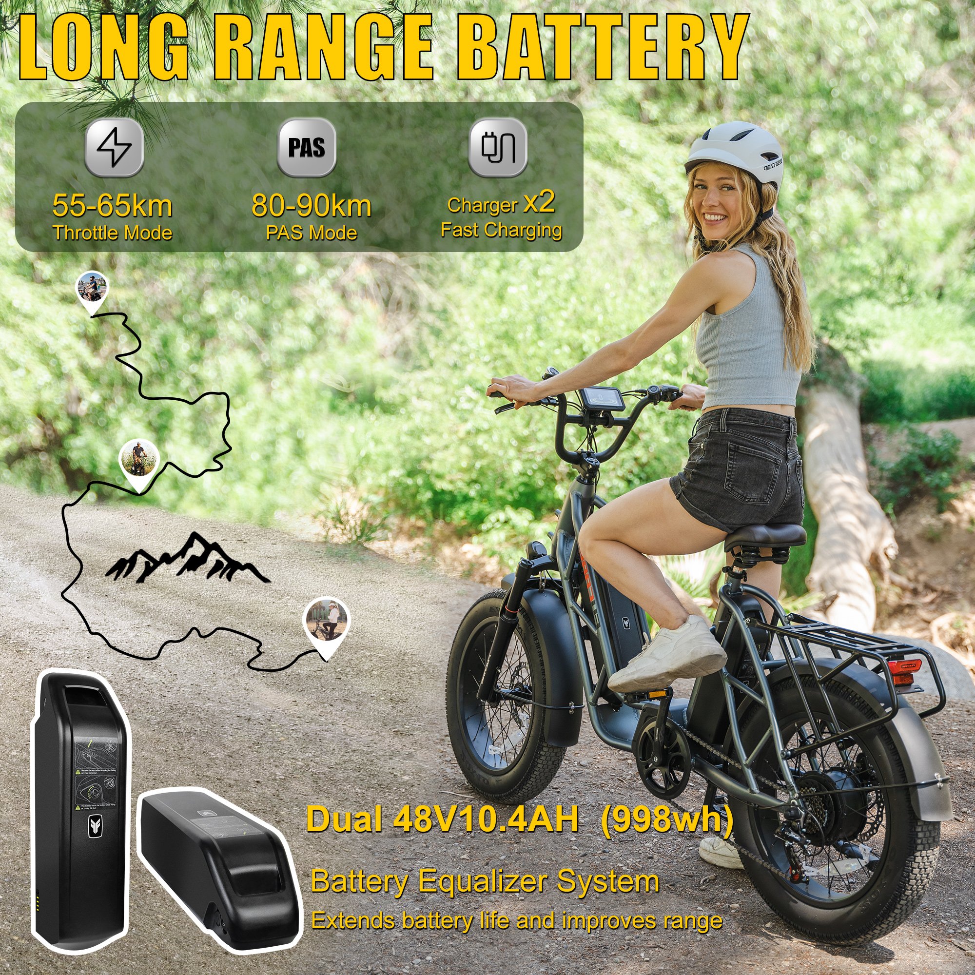 Factory Direct Ready to Ship 750W 48V 30Ah 400LBS Max Load Cargo E-Bike Dual Lithium Battery Long Range Electric Bike for Adult