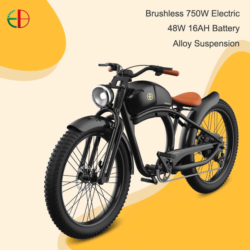 26 Inch*4.0 750W lithium battery electric fat tire bike electric city bike electric mountain bike hybrid Electric Bicycle